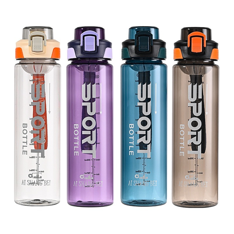 Bình Nhựa Thể Thao SPORT Dung Tích 650ml Thiết Kế Sang Trọng Kèm Dây Đeo Tiện Lợi, Bình Nước Nắp Bật Khoá Cài Tập GYM Giao Màu Ngẫu Nhiên