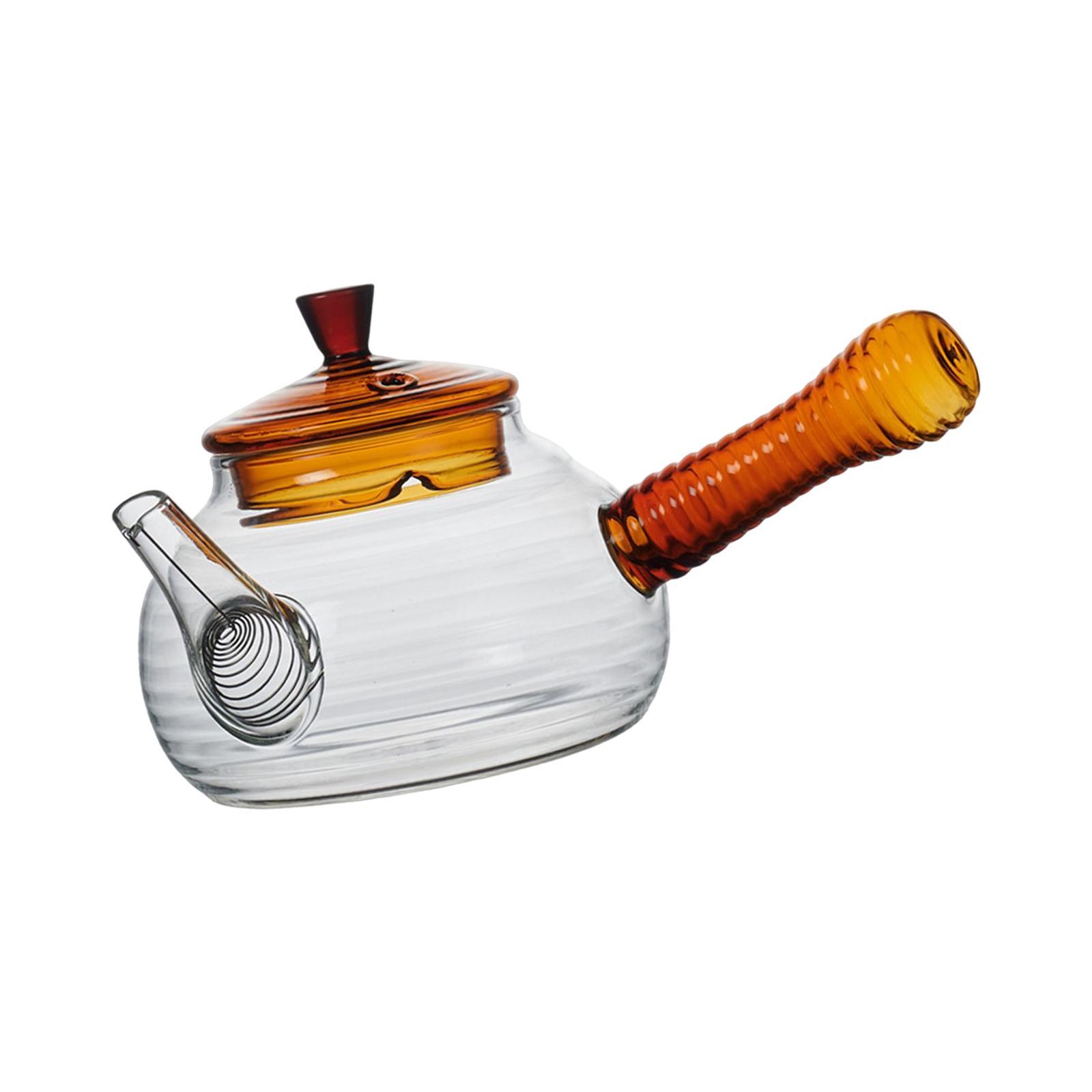 Borosilicate Glass Teapot with Tea Strainer Hand Blowing Clear Tea Pot for Loose Leaf Tea