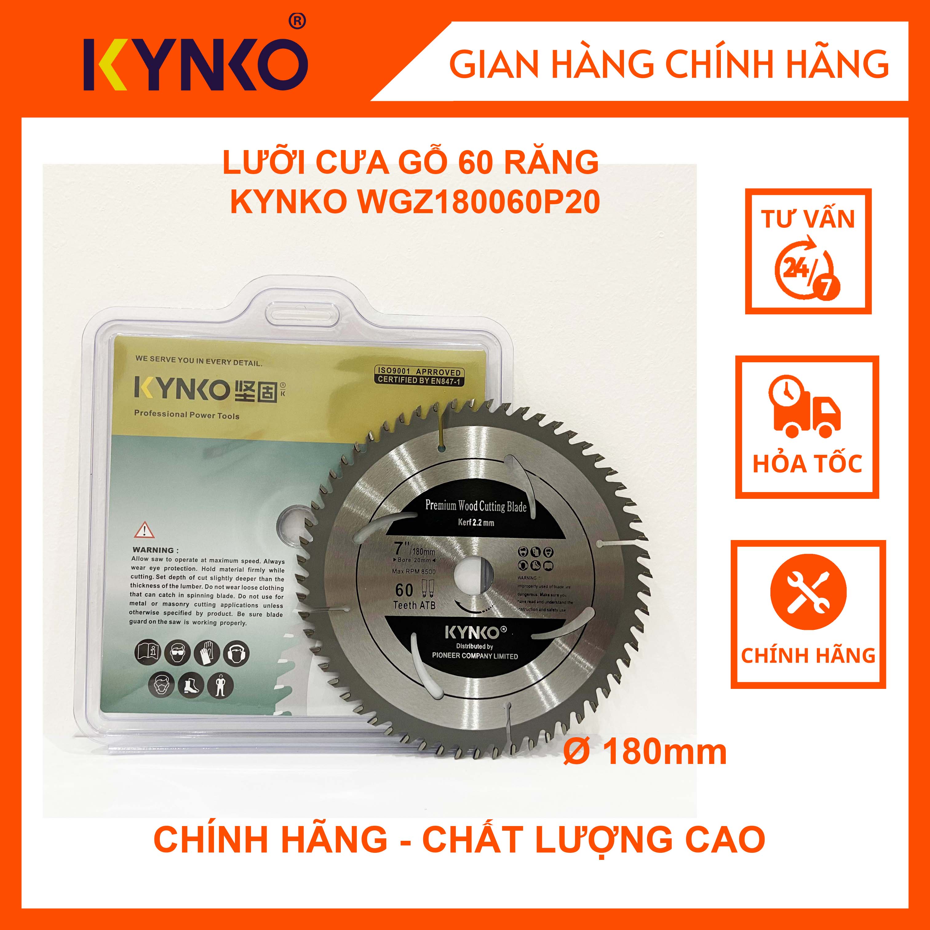 LƯỠI CƯA GỖ 60 RĂNG KYNKO WGZ180060P20 CHÍNH HÃNG GIÁ TỐT SIÊU BỀN