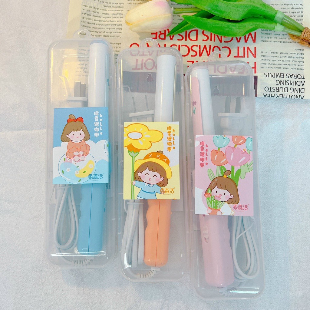 Máy Uốn Tóc Xoăn Mini, Uốn Mái, Làm Xoăn Hippie, Xoăn Sóng Tại Nhà Cute