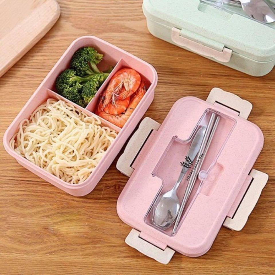 HỘP CƠM 2 TẦNG 3 NGĂN LÚA MẠCH KÈM MUỖNG ĐŨA CÓ GIÁ ĐỠ ĐIỆN THOẠI SỬ DỤNG ĐƯỢC TRONG LÒ VI SÓNG