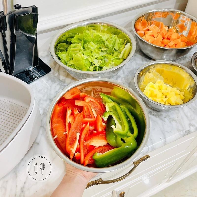 Set 5 bát inox cao cấp chia vạch