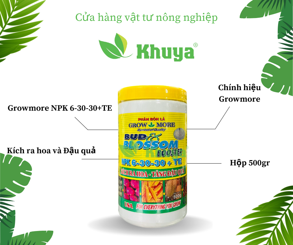Phân bón lá Growmore NPK 6-30-30+TE 500gr KÍCH THÍCH RA HOA - TĂNG ĐẬU QUẢ