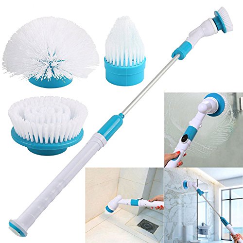 Máy Cọ Rửa Nhà Vệ Sinh Điện Cán Dài 3 Đầu Thay Thế Xoay 360 Độ, Cọ Toilet, Nhà Tắm