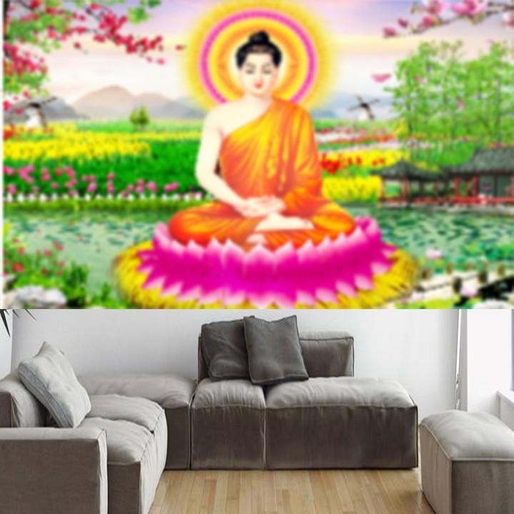 Tranh thêu Bổn Sư Thích Ca tọa sen 223172 - kích thước: 90 * 55cm.