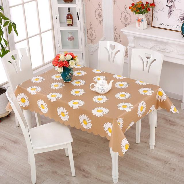 Khăn Trải Bàn Họa Tiết Hoa Cúc Chống Thấm Nước Tiện Dụng