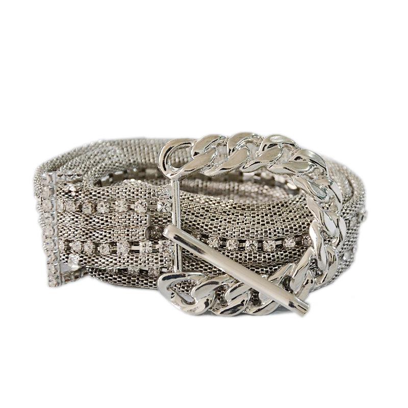 Năm 2021 Thời Trang Nữ Dây Da Cá Tính Không Chính Thống Trang Trí Dây Kim Loại Dây Kim Cương Giả Dát Kim Cương Dây Còn Hàng