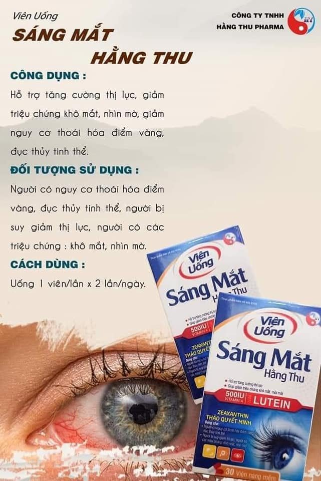 Viên Uống Sáng Mắt HT dành người thái hoá điểm vàng, bị suy giảm thị lực, khô mắt, mờ mắt