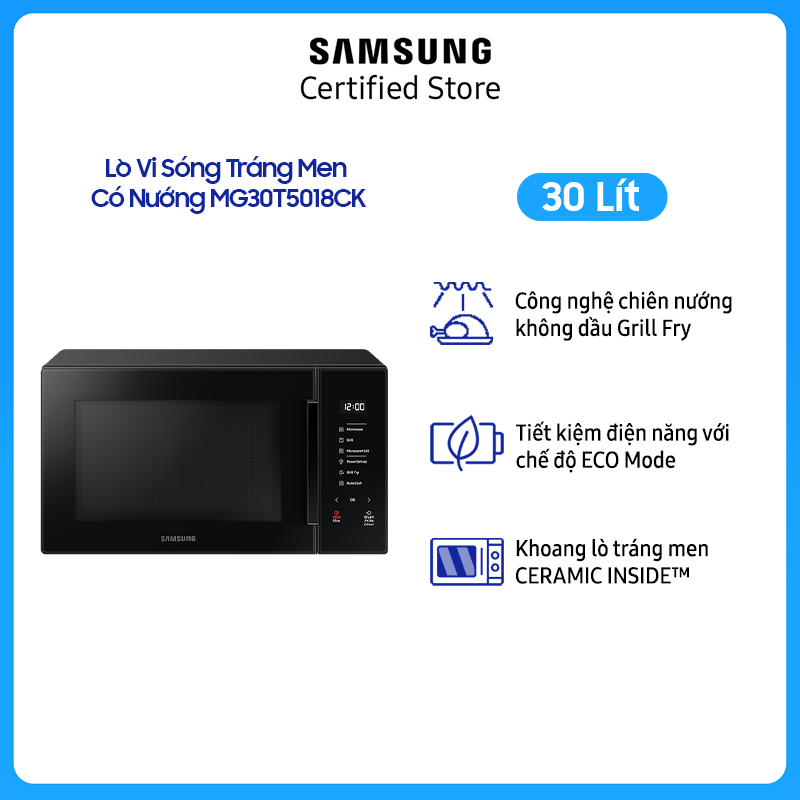 Lò Vi Sóng Tráng Men Samsung Có Nướng 30L MG30T5018CK - Hàng Chính Hãng