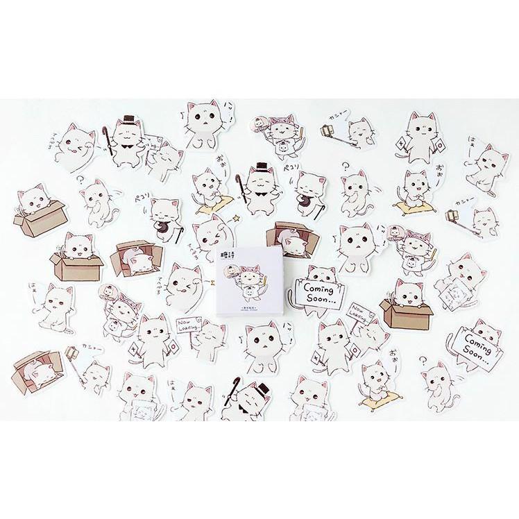 Bộ 45 Sticker Hàn Quốc hình mèo kute dán trang trí E05