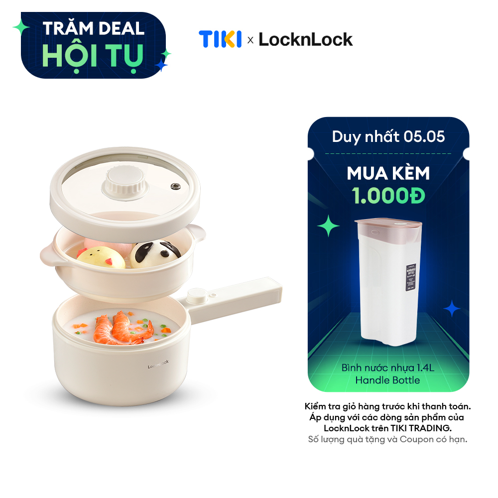 Nồi điện đa năng Locknlock Electric multi pot EJP436IVY 220V, 50Hz, 600W, 1.5L- Màu ngà - Hàng chính hãng