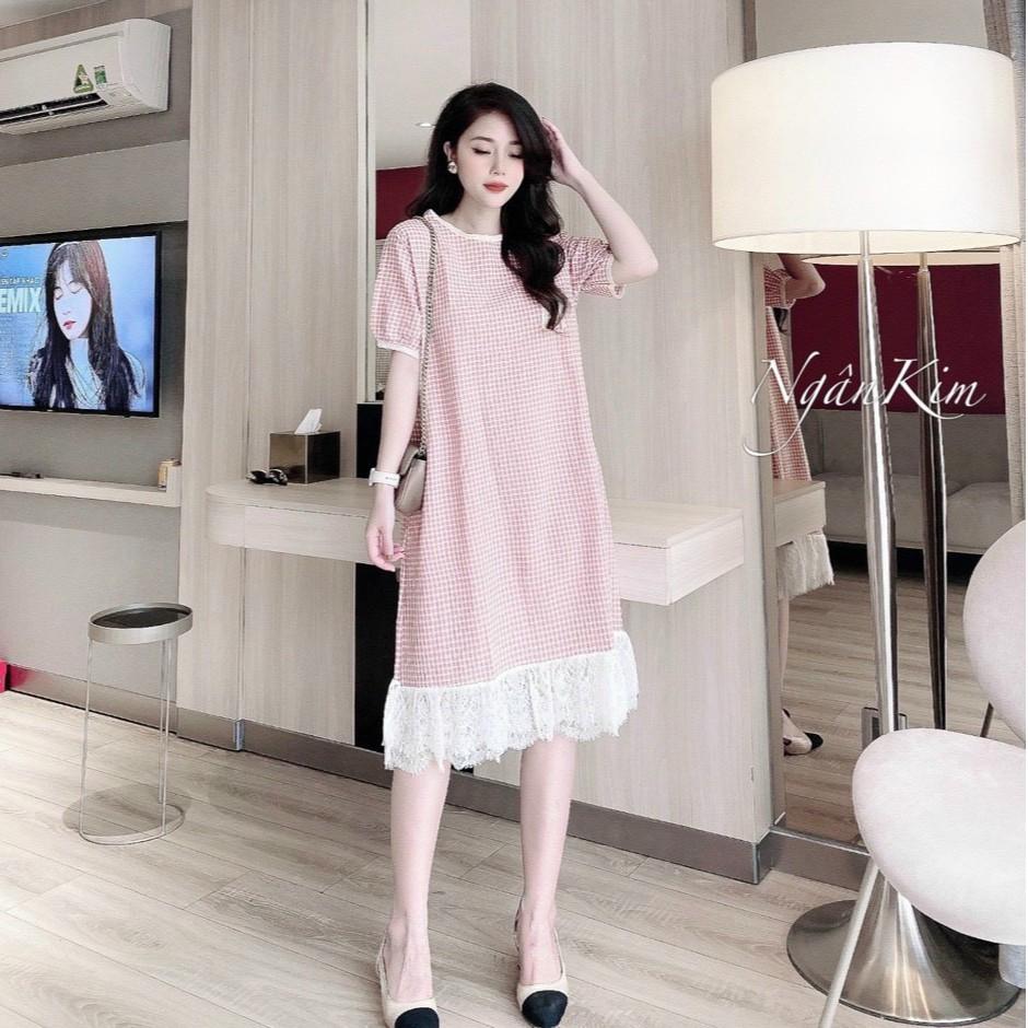 Váy bầu đầm bầu chất Lụa Hàn mềm mạithiết kế sang chảnh mặc đi làm đi chơi đều đcFree size 43~68kg