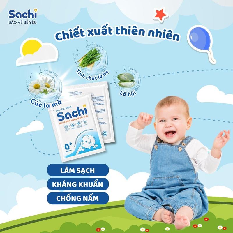 Mua 2 Gạc Rơ Lưỡi Sachi cho bé từ 0 tháng tuổi- Tặng 1 kem hăm Liniment