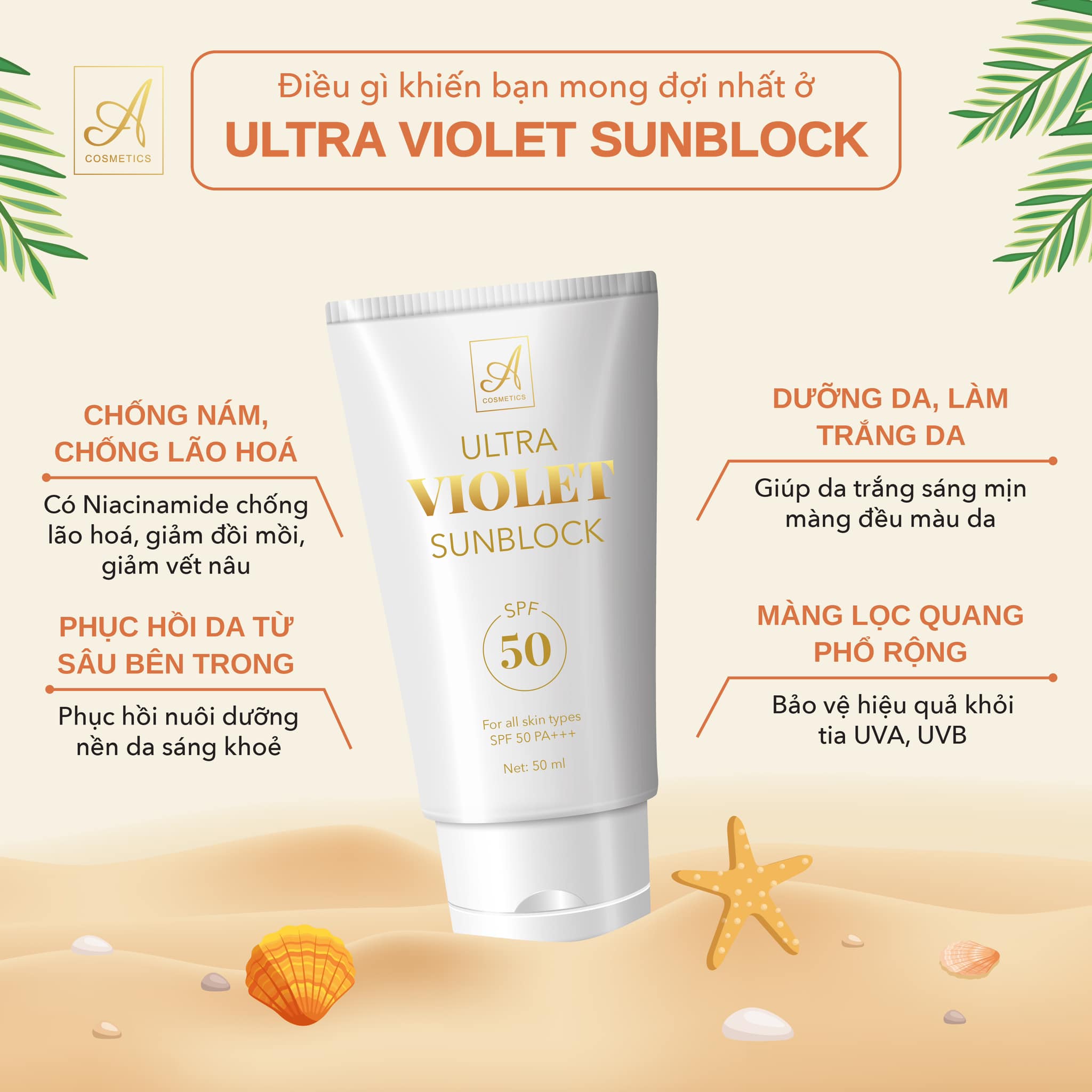 [Chính Hãng] kem chống nắng A cosmetic ultra violet sunblock mỹ phẩm Phương Anh