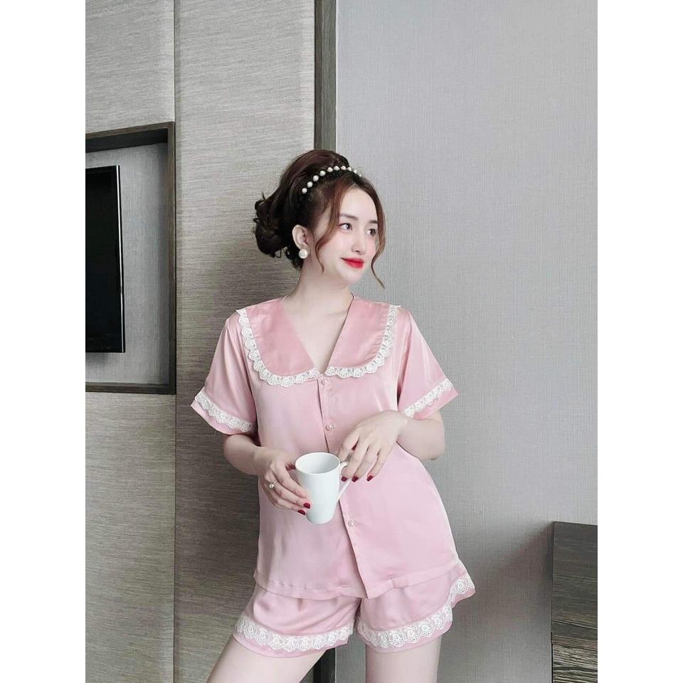 Đồ Mặc Nhà Quần Ngắn, Kiểu Tay Ngắn Và Quần Phối Ren XInh Xắn, Đồ Ngủ Lịch Sự, Phom Dưới 58kg