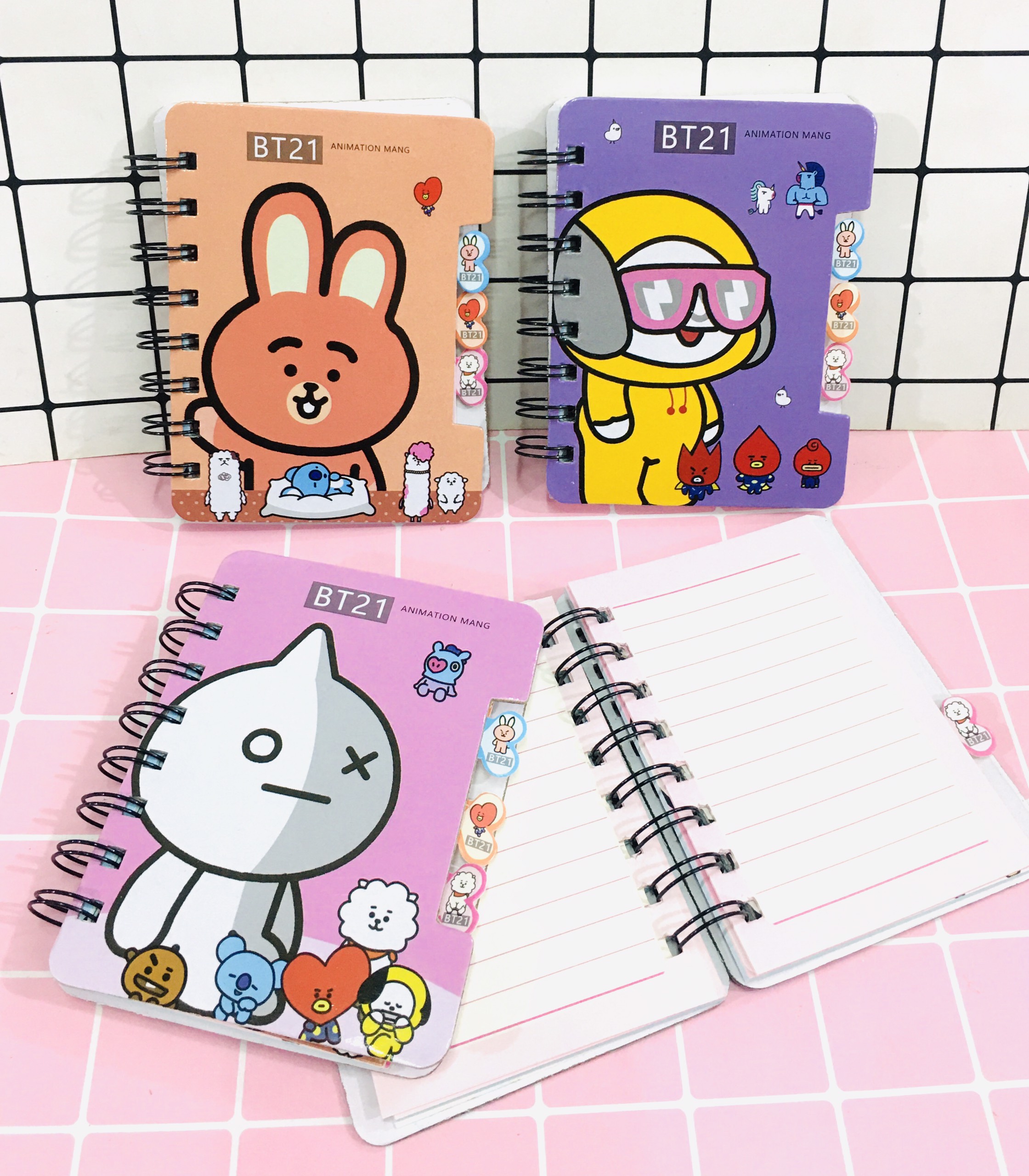 Set 2 sổ BT21 BTS gáy xoán cute 9.5CM X 12.2CM