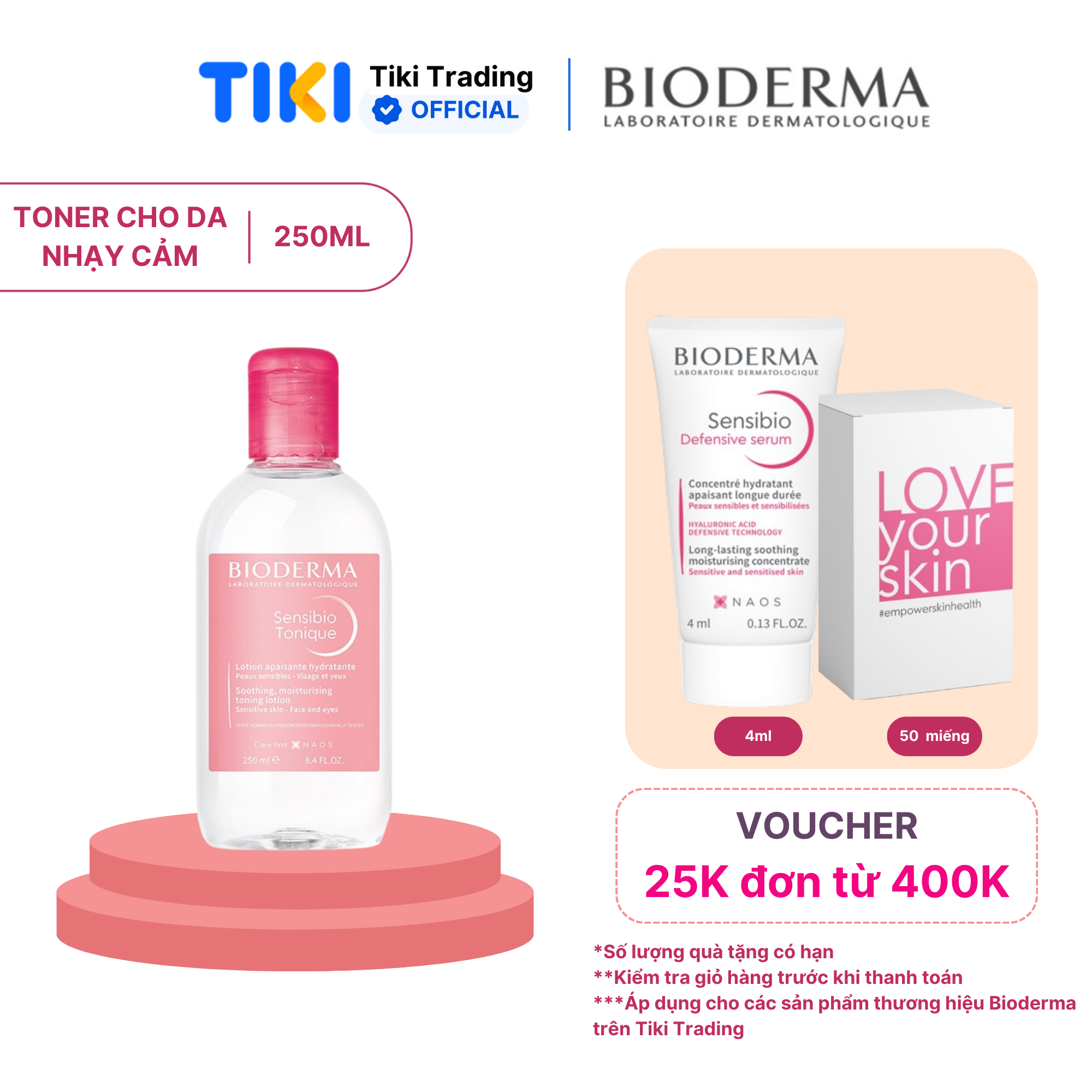 Dung dịch cân bằng, dưỡng ẩm và làm dịu cho da nhạy cảm Bioderma Sensibio Tonique