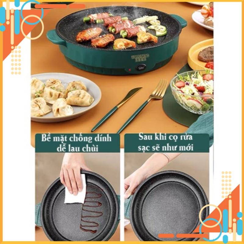 Chảo Nướng Điện Đa Năng Mini Chống Dính 26cm Bếp Nướng Điện Không Khói BBQ Hàn Quốc Cực Xinh