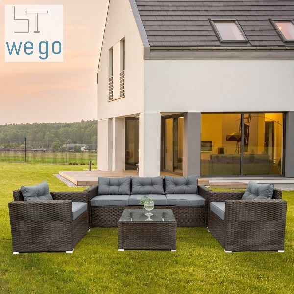 WEGO BỘ SOFA MÂY NHỰA NGOÀI TRỜI/ BỘ SOFA SÂN VƯỜN 5 CHỖ NGỒI//Outdoor Furniture Rattan Chair Sofa Dining Set Balcony Table Garden 5 seater