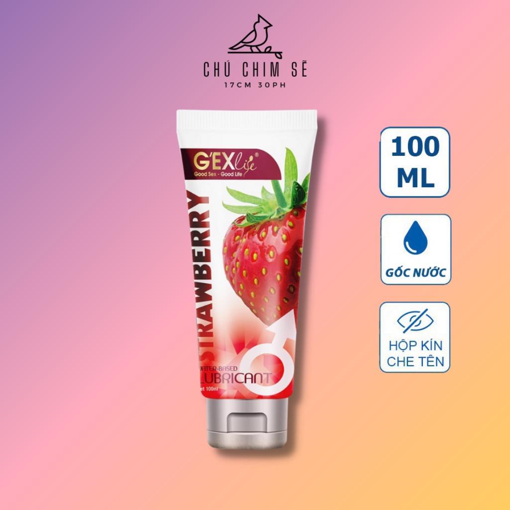 Gel bôi trơn G'exlife/ Gexlife Strawber mùi dâu, Gel Massage Body Dầu Bôi Trơn Gốc Nước 100ml- Chú Chim Sẽ