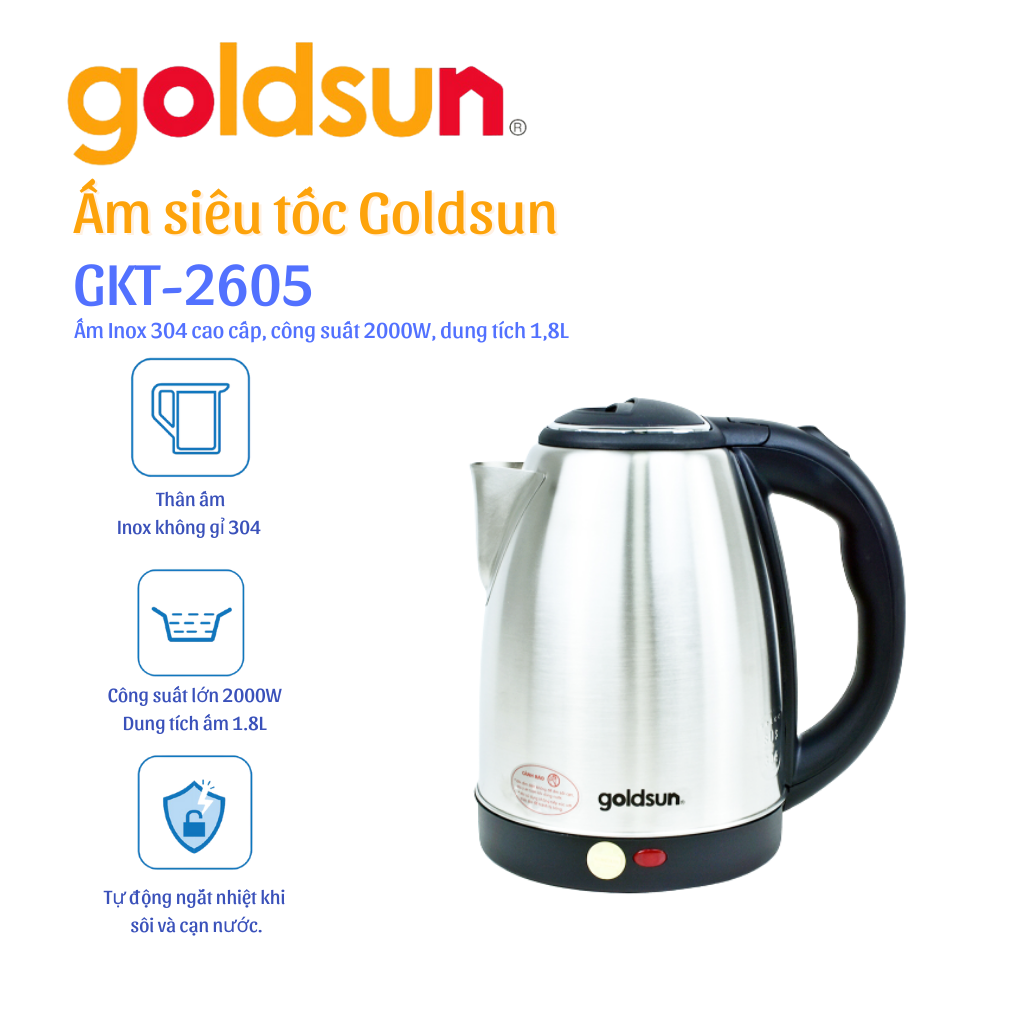 Ấm siêu tốc Goldsun GKT2605 - Hàng chính hãng