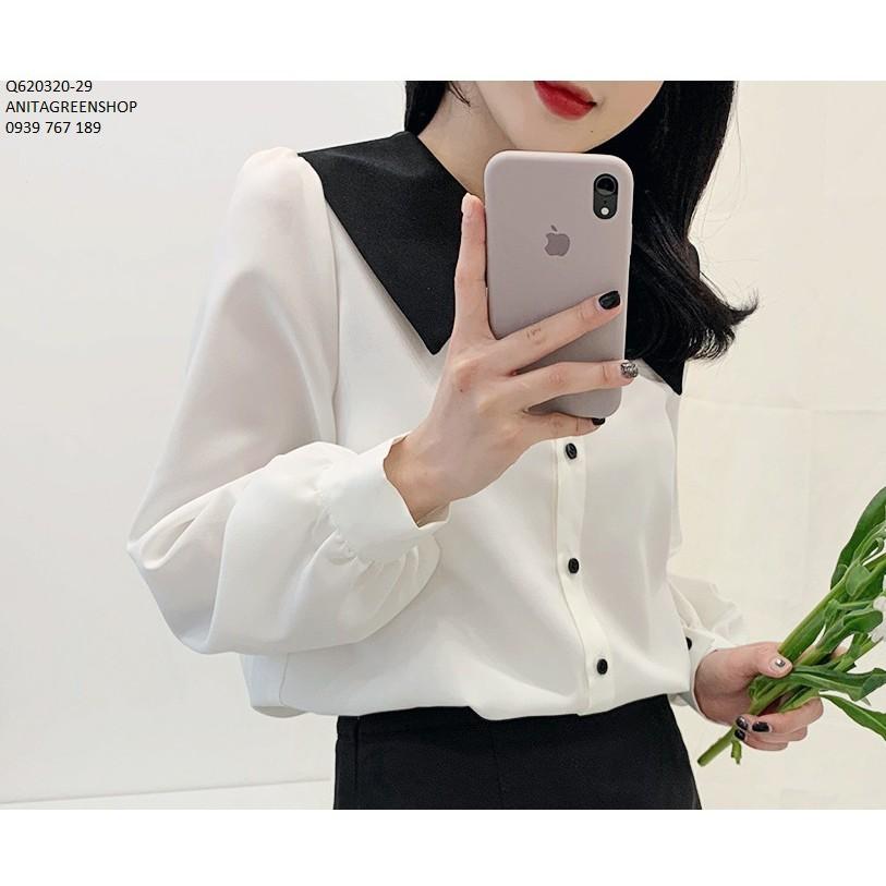 Q620320 ÁO SƠ MI NỮ PHỐI MÀU