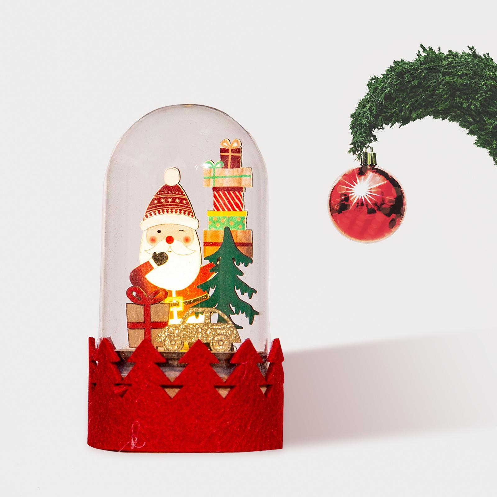 Christmas Lantern Lamp Night Light Ornament for Table Living Room Decor Santa