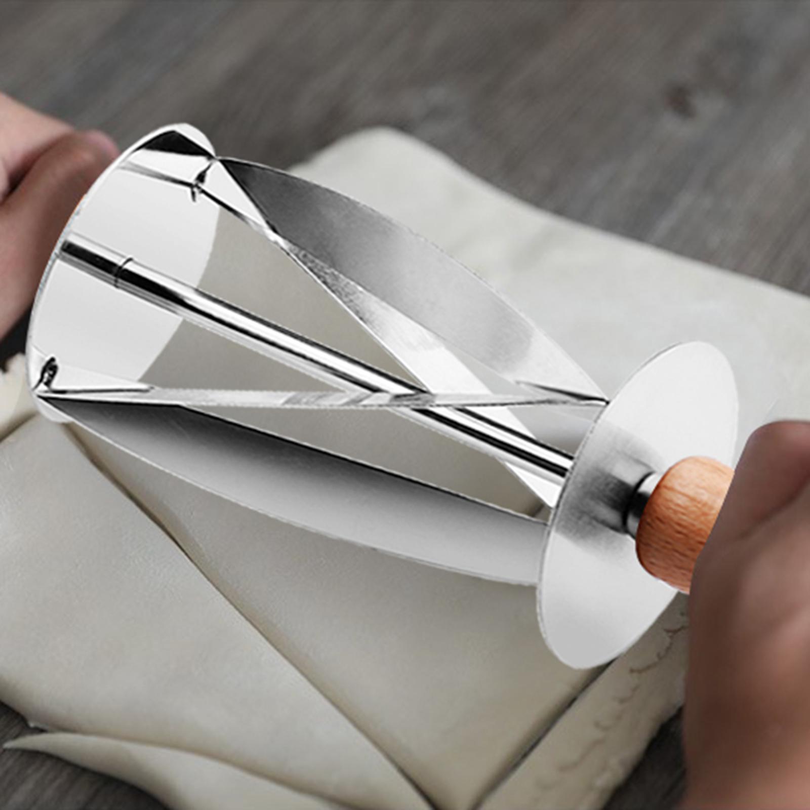 Stainless Steel Bread Cutter with Wooden Handle for Kitchen Baking Tools