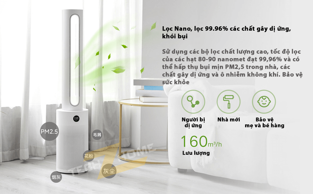 Quạt không cánh kiêm lọc không khí chính hãng Xiaomi Mijia 2- Hàng nhập khẩu