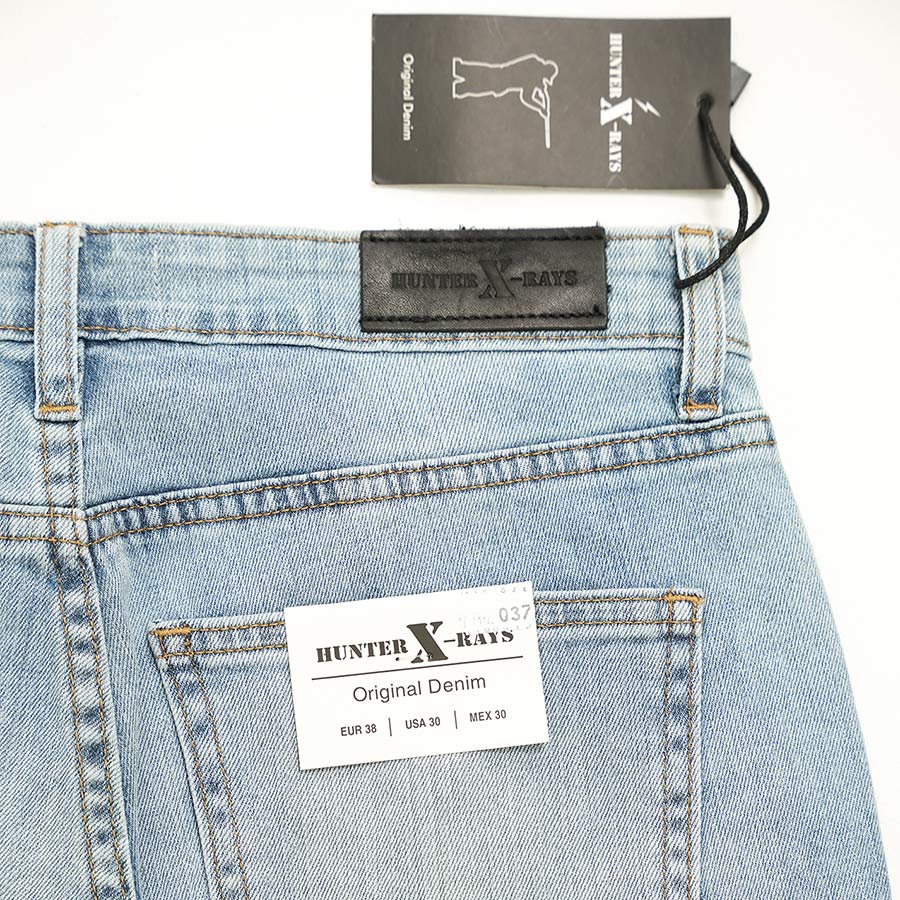 Quần Short Jeans Nam Cao Cấp HUNTER X-RAYS Form Slimfit  Màu Xanh Wash Bạc S37