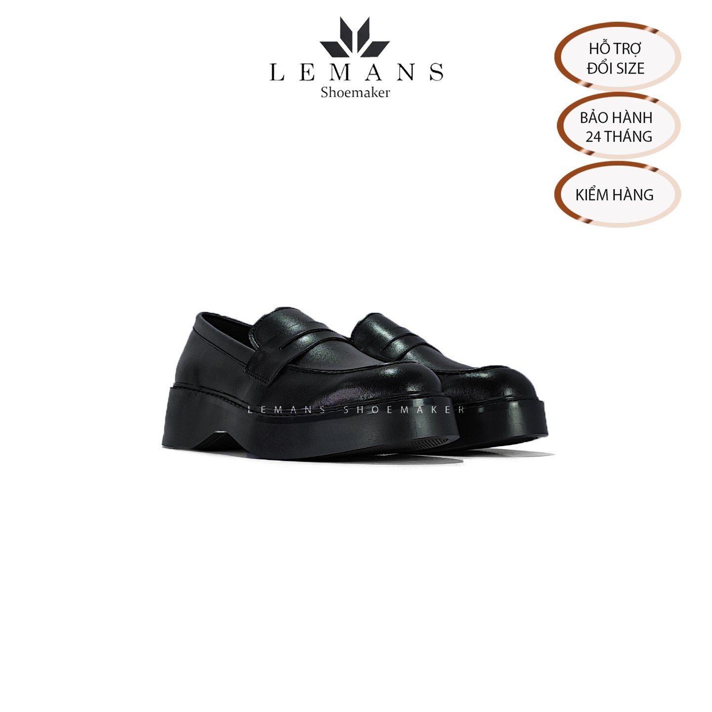 The Breakthrough Chunky PENNY LOAFER Lemans - BST độc quyền, đế cao 6cm Full cao su nguyên khối Da bò nguyên tấm BH 24T