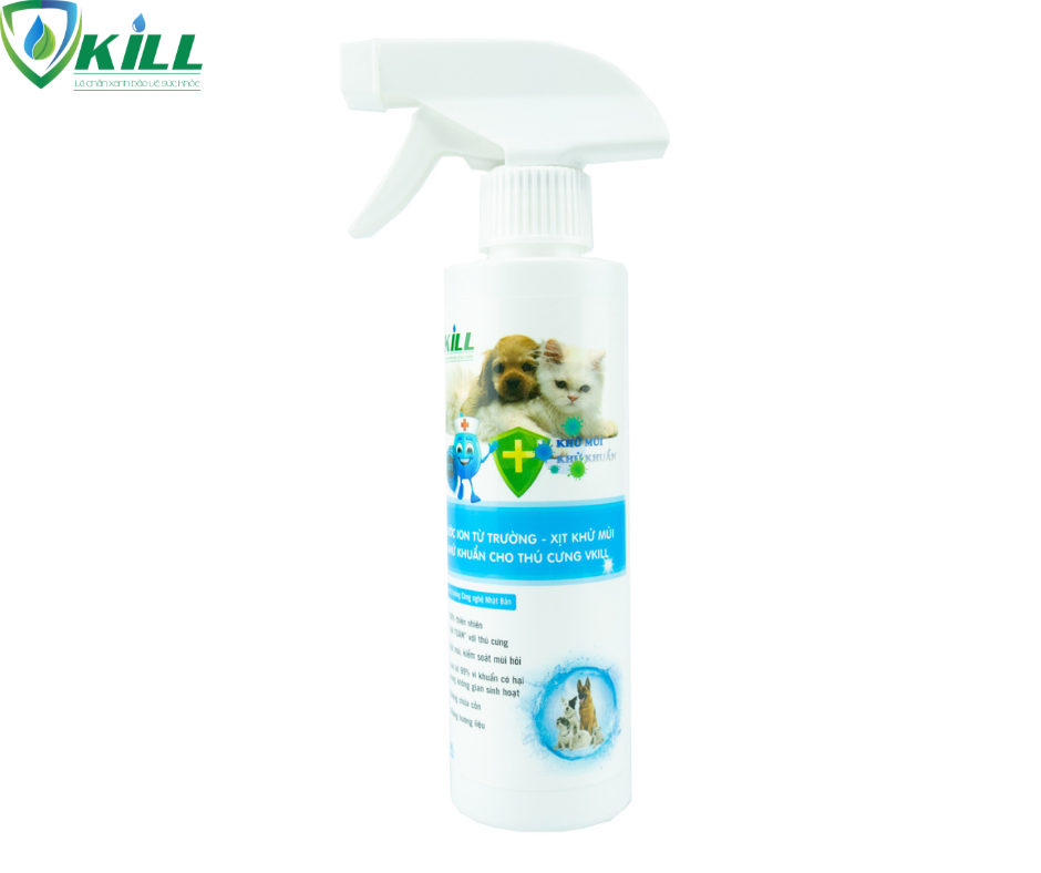 Nước ion từ trường Vkill xịt khử mùi, khử khuẩn cho thú cưng 250ml