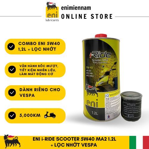 Combo Eni Scooter MA2 5W40 1.2L + Lọc nhớt cho Vespa/Piaggio