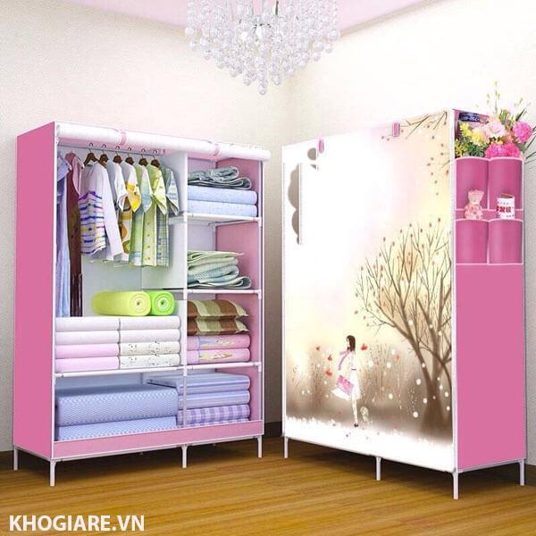 Tủ Vải Đựng Quần Áo 3D 3 Buồng 8 Ngăn
