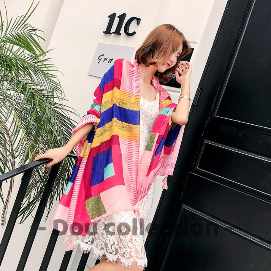 Khăn Choàng Quàng Cổ Boho Đi Biển Vintage Họa Tiết Thổ Cẩm - Chất Liệu Cotton  - Size:90x190cm - Mã KC026