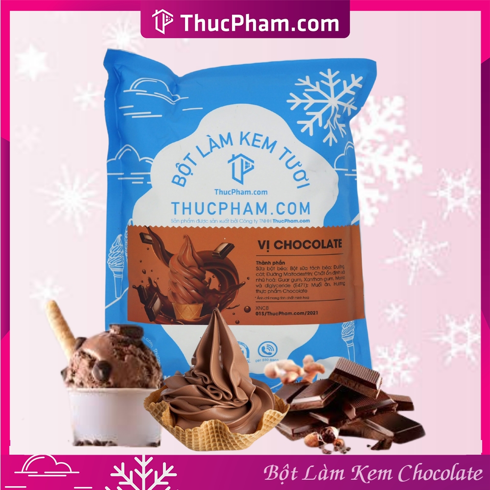 Combo 5 Gói Bột Làm Kem Tươi ThucPham.Com Vị Chocolate- Túi 1kg - Được Chứng Nhận HTQL An Toàn Thực Phẩm ISO 22000:2018