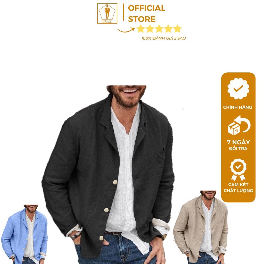 Áo Khoác Blazer Vest TRAZ Vải Lenin Mỏng 1, 2 lớp Thoáng Khí Màu Trơn Thời Trang Xuân Hè Cho Nam