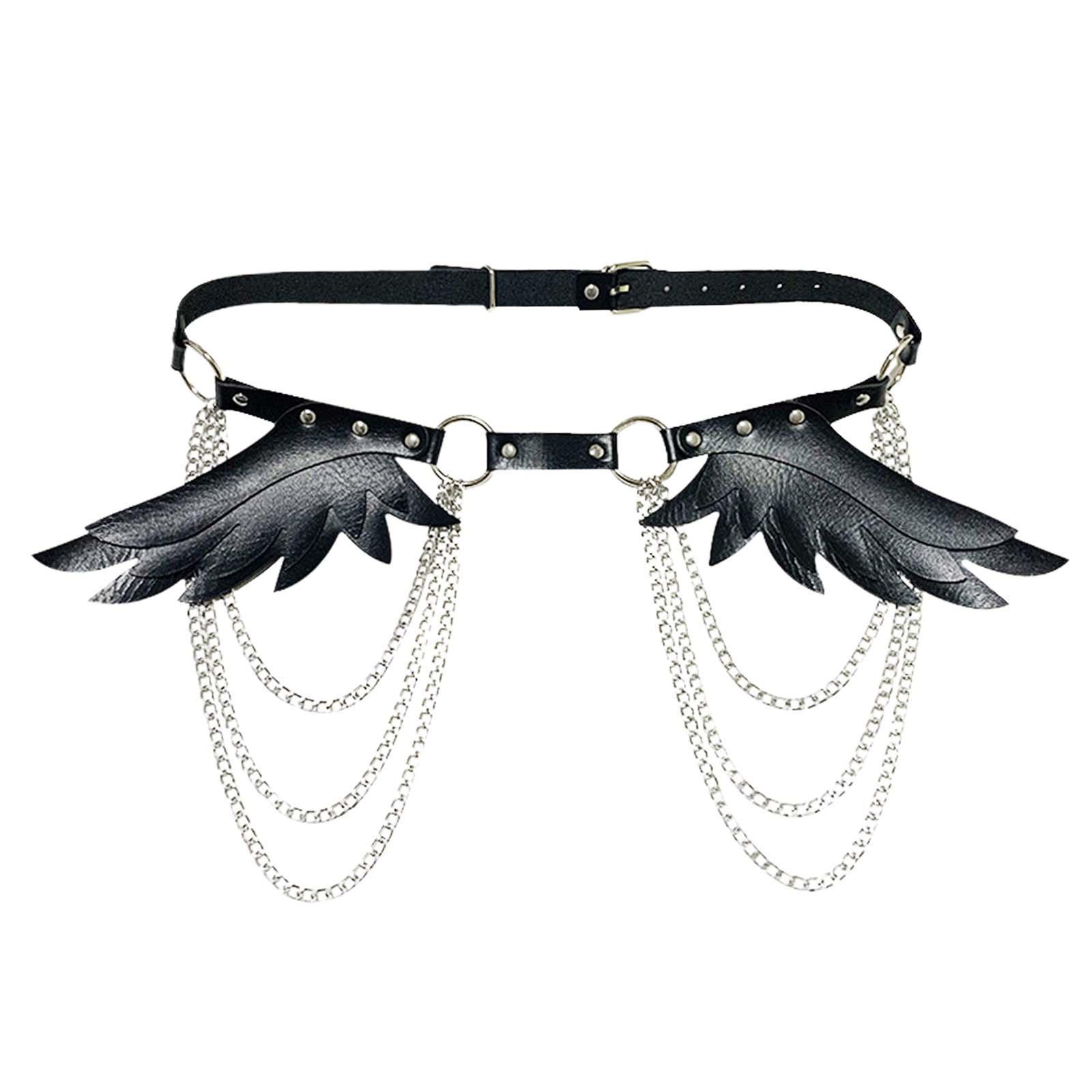 Punk Waist Chain Belt with Wing Punk Rock Belt for Pants Cosplay Rave Outfit
