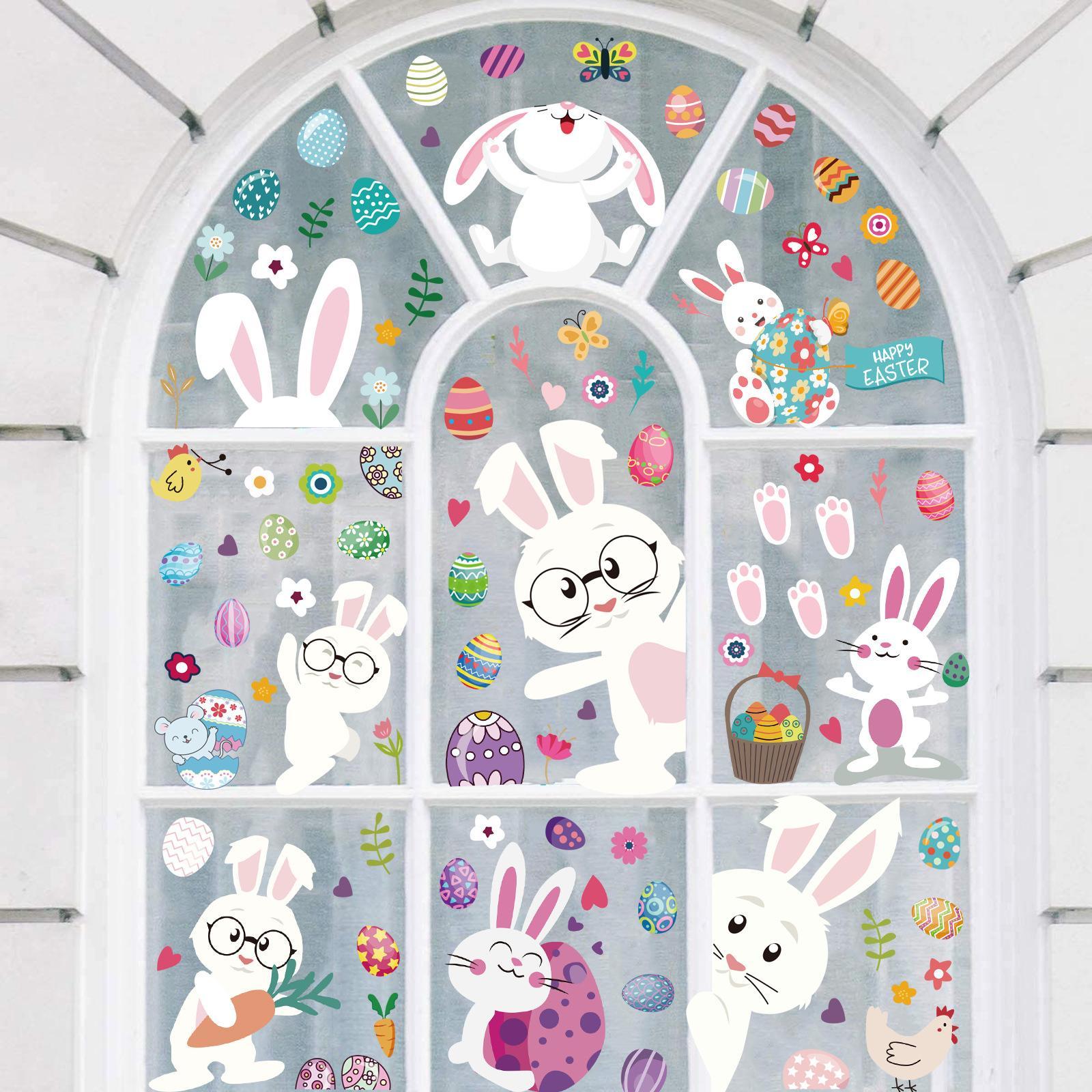Reusable Easter Window Stickers, Static Clings Wall Decals for Decorative
