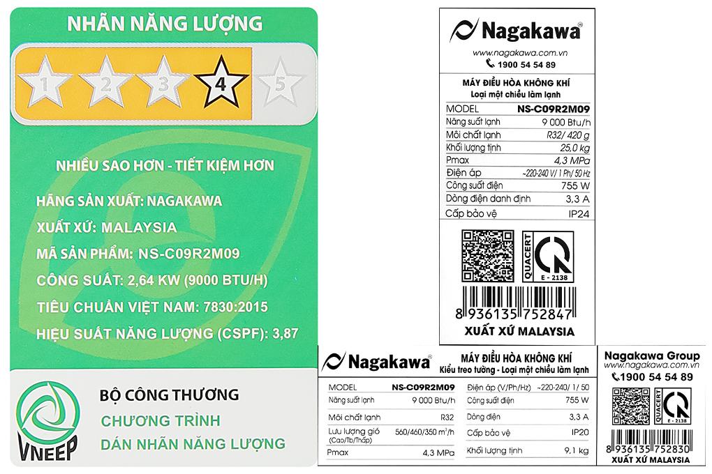 Máy lạnh Nagakawa 1HP NS-C09R2M09 - Hàng chính hãng - Giao hàng toàn quốc