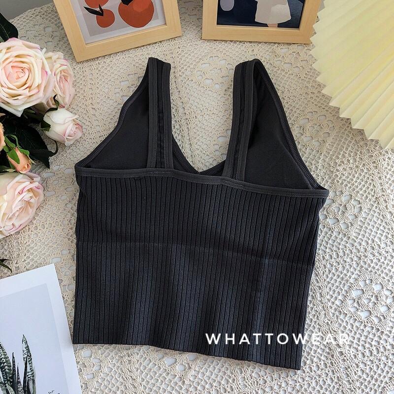 Áo sport bra cổ tim có sẵn mút vừa