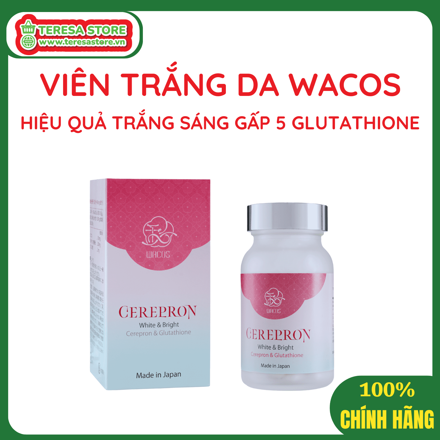 Viên Uống Trắng Da, Mờ Thâm, Giảm Nám Nhật Bản WACOS Cerepron 60 Viên