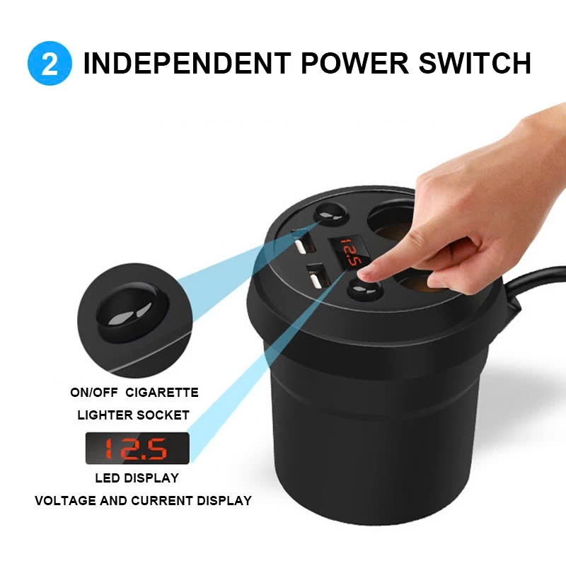 Bộ Chia Tẩu Sạc Ô Tô X25 – 2 Cổng USB, Công Suất 250W, Có Màn Hình Hiển Thị Điện Áp Cao Cấp , đèn trần