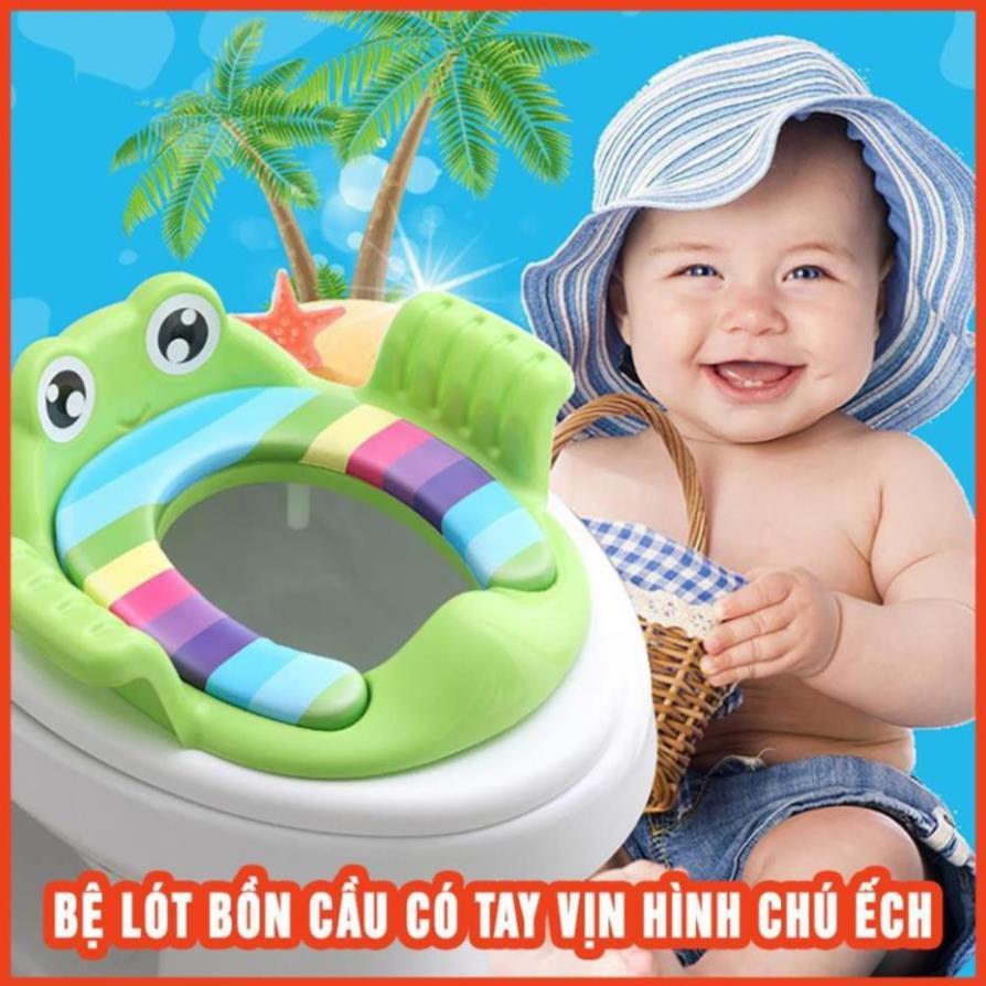 Bệ lót bồn cầu có tay vịn hình chú ếch