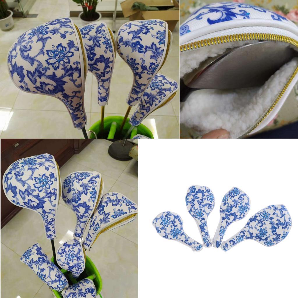 4Pcs Golf Wood Head Cover Hybrid Driver Headcover Woods Cover Accessories