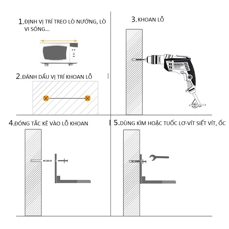 Kệ Lò Nướng, Lò Vi Sóng Treo Tường Inox 304