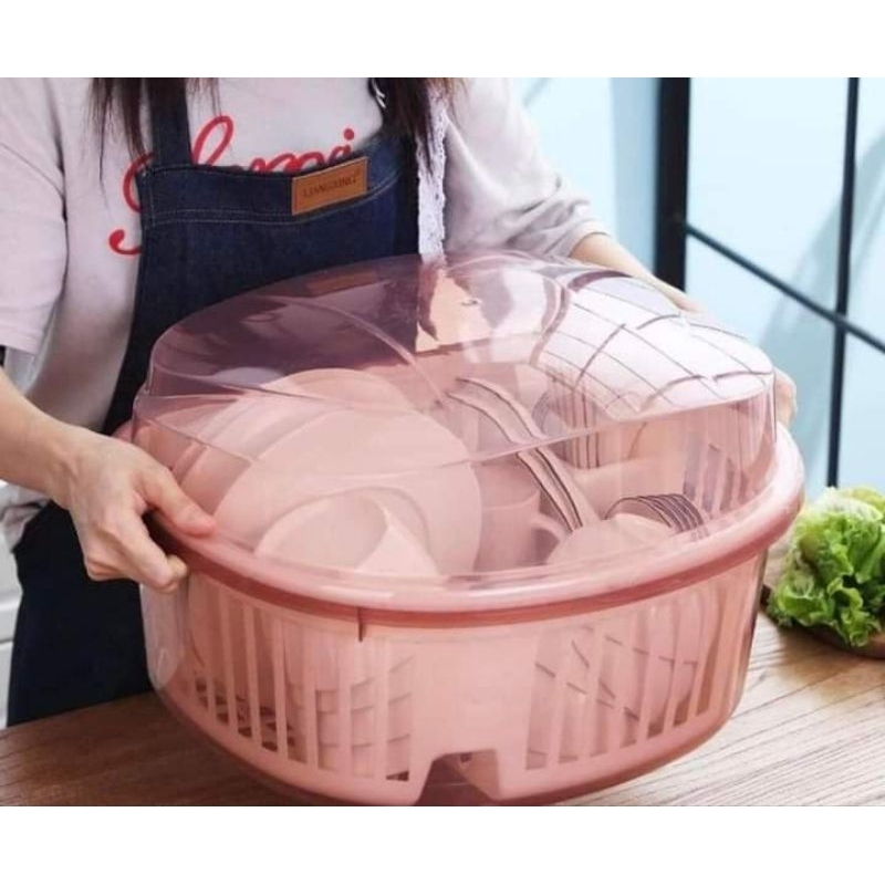 Giá Nhựa Úp Chén Đĩa Ráo Nước Có Nắp Đậy Tiện Dụng Cho Nhà Bếp Giao Màu Ngẫu Nhiên