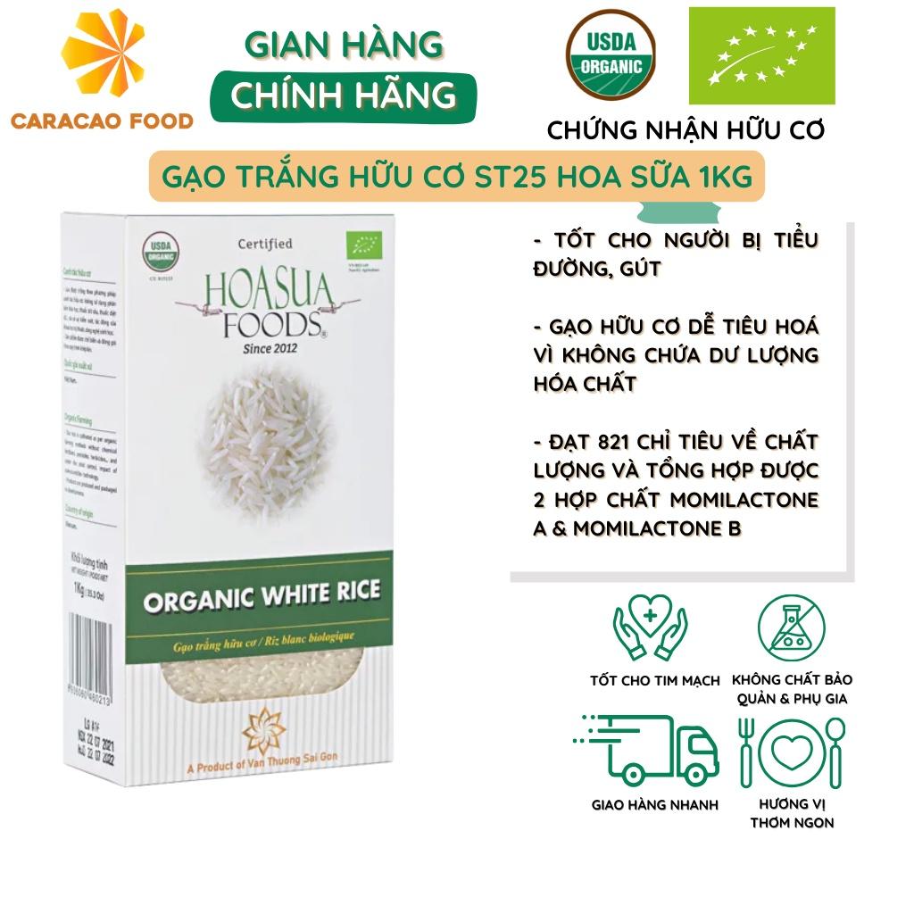 Gạo trắng hữu cơ ST25 Hoa Sữa 1kg, Gạo hữu cơ tốt cho người bị tiểu đường