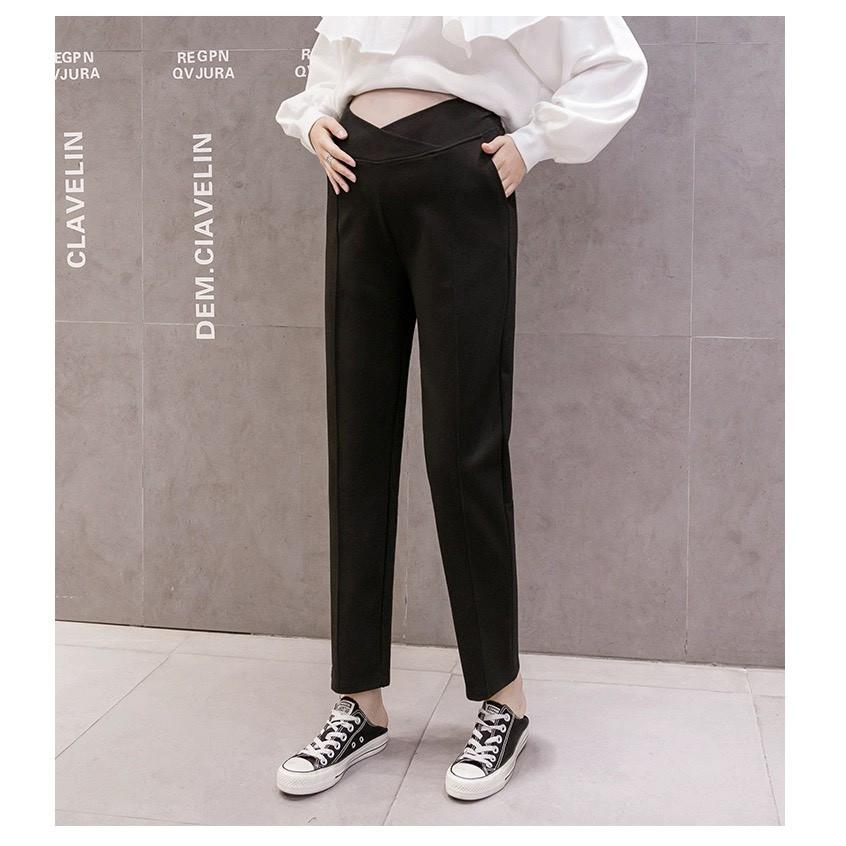 Quần Bầu Baggy VẢI CẠP CHÉO Cao Cấp có chun chỉnh cho mẹ bầu QB296