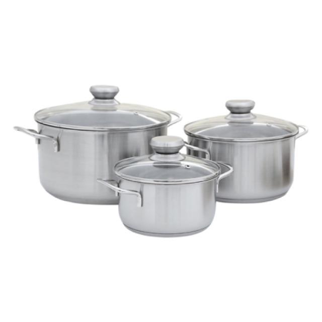 Bộ 3 Nồi Inox 3 Đáy Nắp Kính